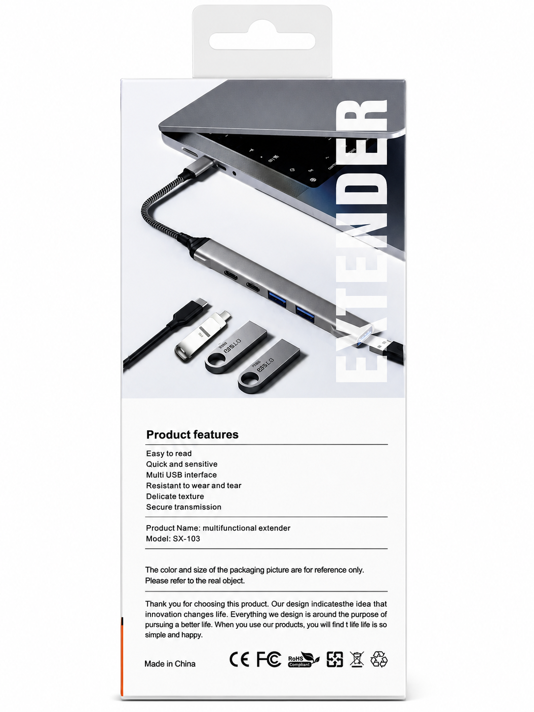 Hub USB-C OTG Multifuncional SX-103, 3 Puertos USB + 2 USB-C - Imagen 3
