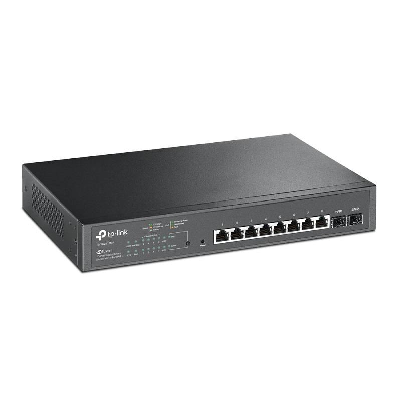 TP-Link JetStream TL-SG2210MP - Conmutador - inteligente - 8 x 10/100/1000 (PoE+) + 2 x SFP - montaje en rack - PoE+ (150 W) - Imagen 2