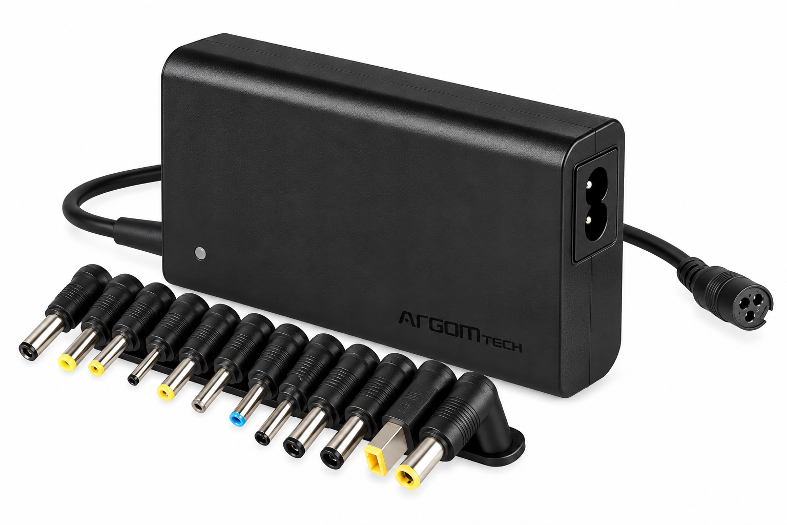 ARGOMTECH ADAPTADOR UNIVERSAL SLIM PARA PORTÁTIL 90W AUTO-SENSING USB 12 PUNTAS ARG-AC-0097