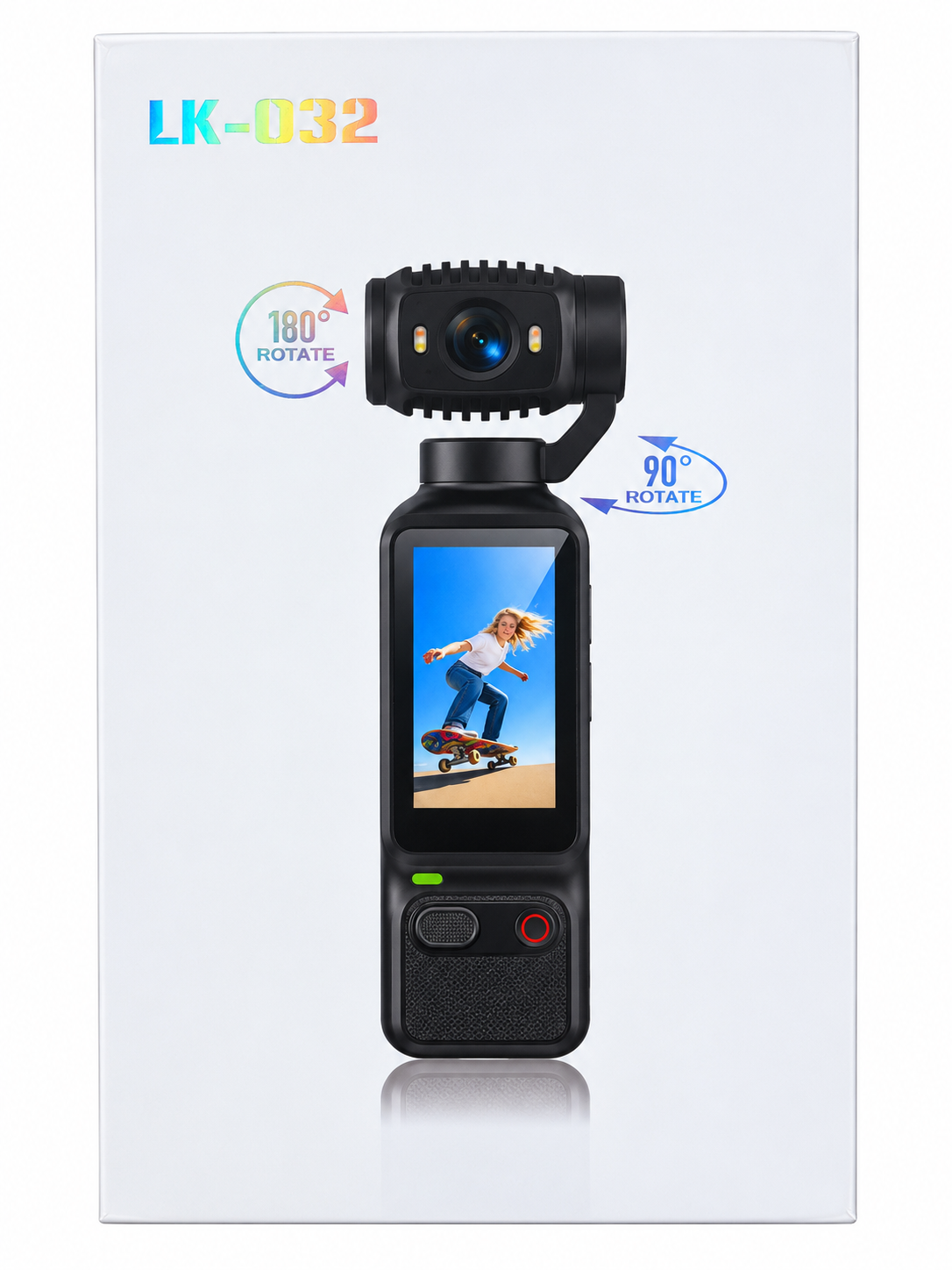 Cámara Deportiva Portátil LK-032 con Lente Giratorio 180°/90°, Pantalla HD y USB-C – Naranja - Imagen 2