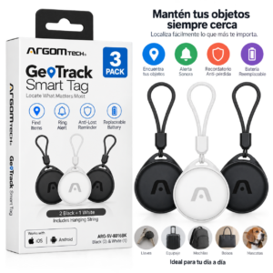GEOTRACK - Smart TAG 3-Pack Includes hanging String - Black (2) & White (1)