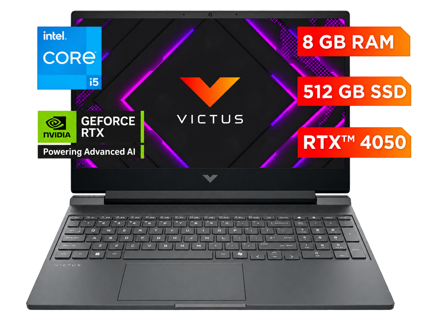 HP VICTUS Clamshell - Notebook - 15.6" - Intel Core i5 13420H / 4.8 GHz - 8 GB - DDR5 SDRAM - 512 GB - Integrated graphics - Windows 11 Home - Silver - Imagen 2