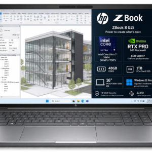 HP ZBOOK 8 G2I U7-366H 50 NPU TOPS 16" NVIDIA RTX PRO 500 BLACKWELL 6GB 48GB 1TBSSD VPRO WIN 11PRO NEXTGEN STANDARD 3/3/0