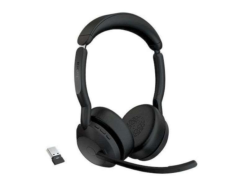 Jabra Evolve2 55 MS Stereo – Headset Inalámbrico con ANC y Link 380a