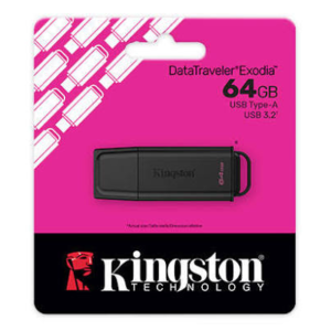 Kingston 64GB Portable USB 3.2 Gen 1 DataTraveler Exodia Black