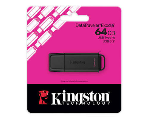Kingston 64GB Portable USB 3.2 Gen 1 DataTraveler Exodia Black