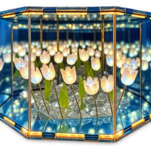 Lámpara Decorativa LED de Tulipanes con Efecto Espejo Infinito