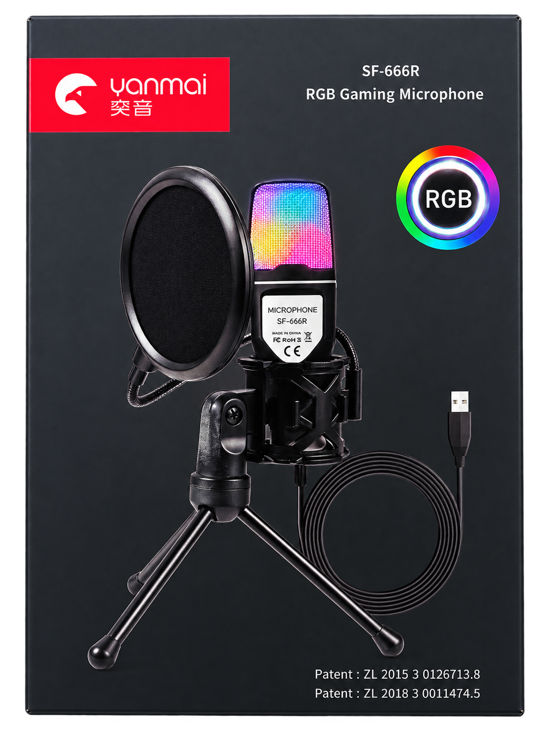 Micrófono Gaming RGB SF-666R USB con Trípode, Filtro Pop y Soporte Antivibración - Imagen 2