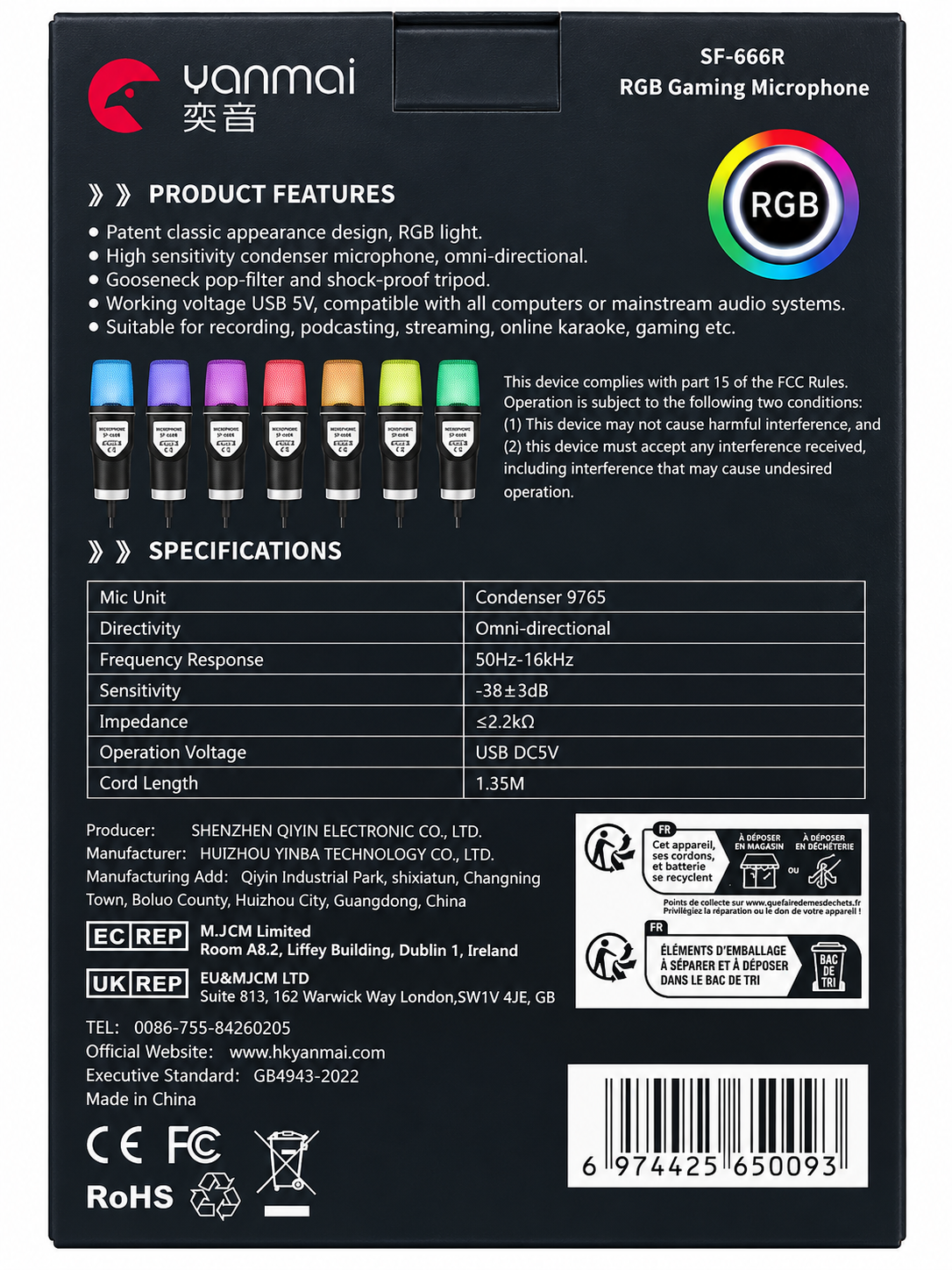 Micrófono Gaming RGB SF-666R USB con Trípode, Filtro Pop y Soporte Antivibración - Imagen 3