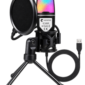 Micrófono Gaming RGB SF-666R USB con Trípode, Filtro Pop y Soporte Antivibración