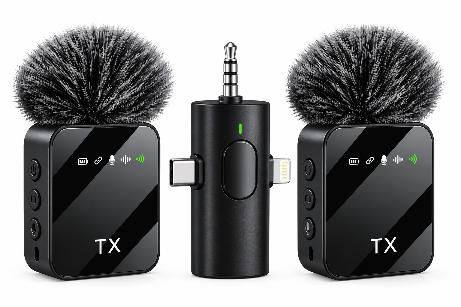 Micrófono Inalámbrico F11-2 Doble con 2 Transmisores y Receptor – Para Vlog, Entrevistas y Streaming