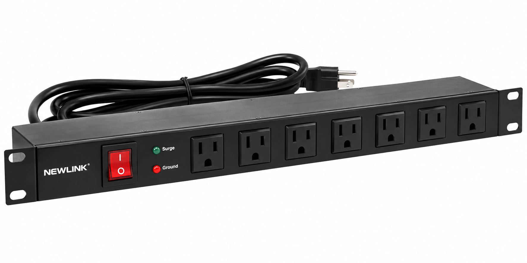 Newlink NEW-0516208 – Regleta / PDU de 8 Tomas con Protección contra Sobretensiones – Rack 19"
