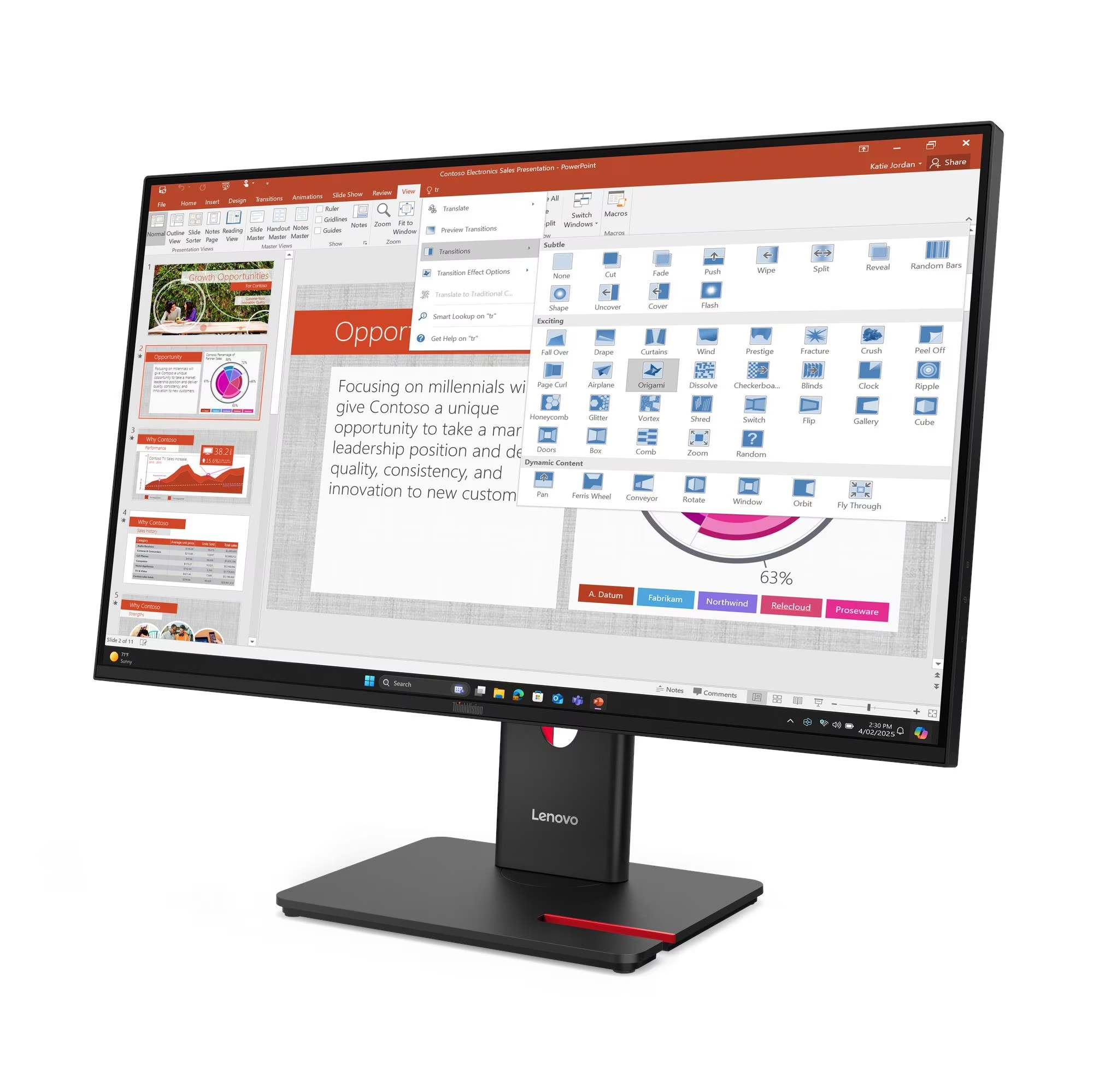 Lenovo ThinkVision T27-40 - 27" - 1920 x 1080 - IPS - HDMI / DisplayPort / VGA - Imagen 2