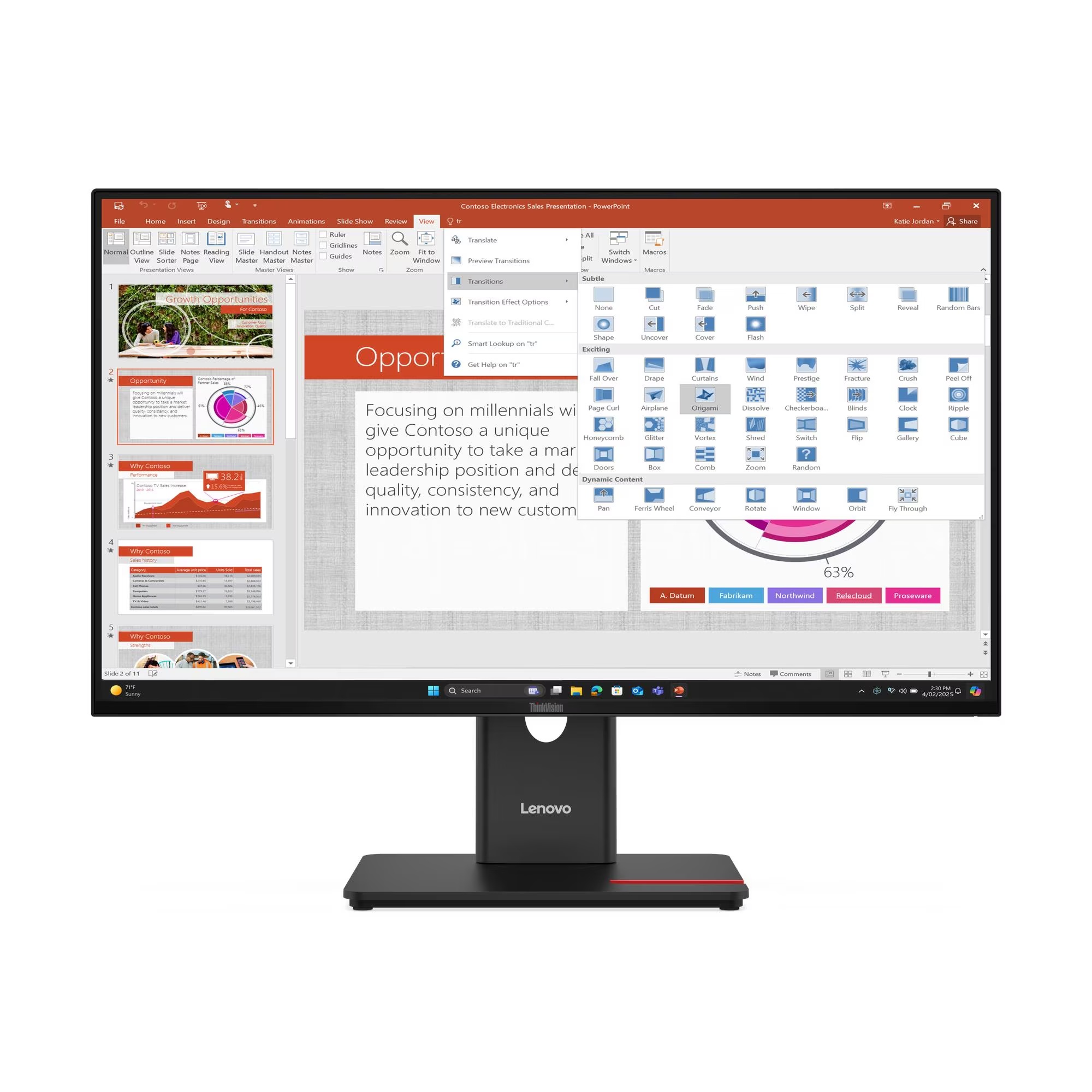 Lenovo ThinkVision T27-40 - 27" - 1920 x 1080 - IPS - HDMI / DisplayPort / VGA