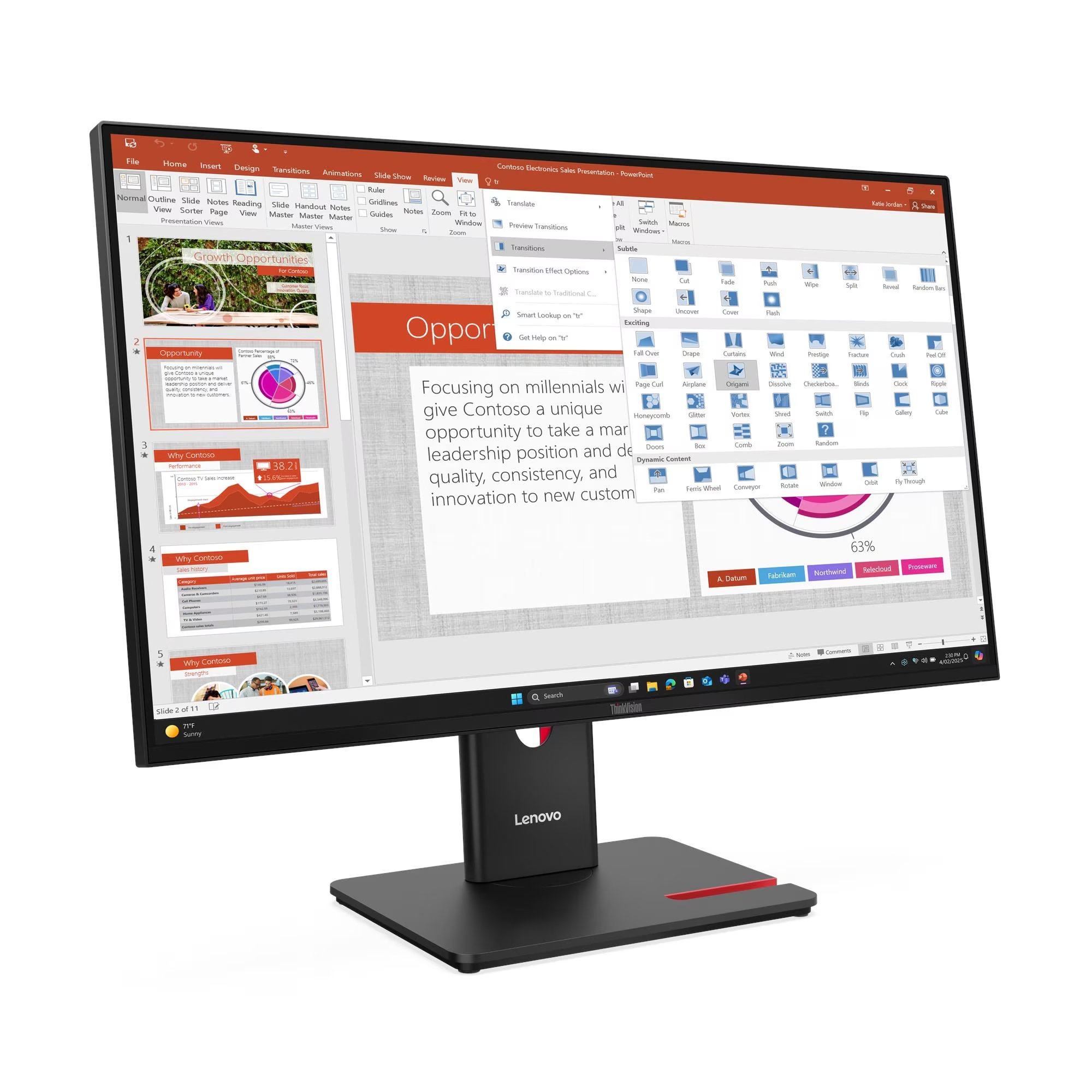 Lenovo ThinkVision T27-40 - 27" - 1920 x 1080 - IPS - HDMI / DisplayPort / VGA - Imagen 3